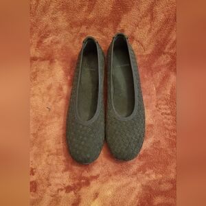 STEWART WEITZMAN DARK BROWN SUEDE LEATHER WOVEN FLATS